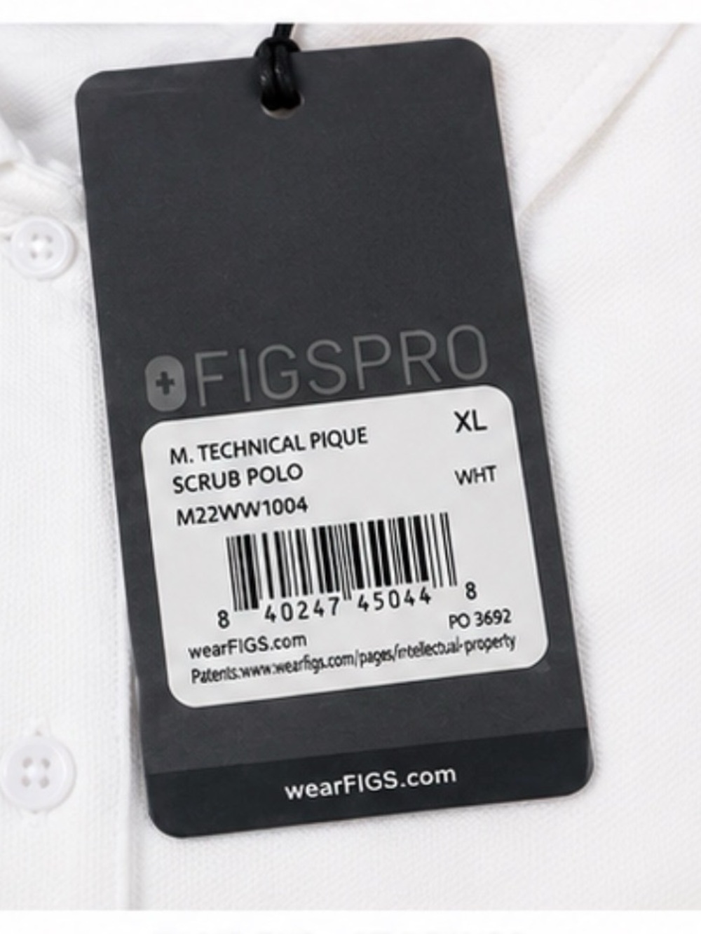 NWT FIGS PRO Men’s Technical Pique Scrub Polo White XL Medical Nurse - Picture 5 of 6